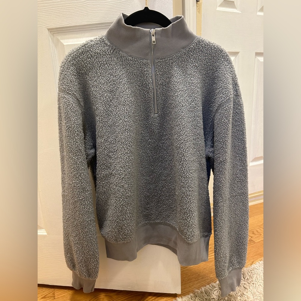 Topshop sherpa quarter zip pullover